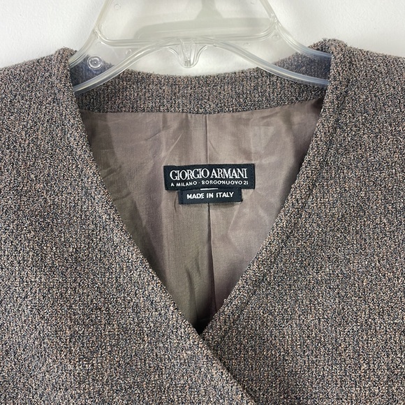 GIORGIO ARMANI Black Label Tweed Suit Jacket Collarless Blazer Women’s 44 / 8 - Picture 5 of 12